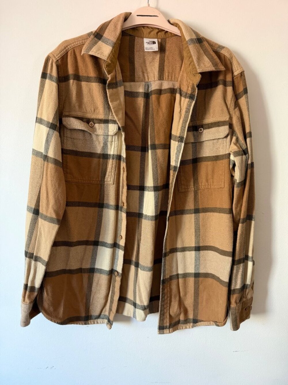 The North Face Mens Arroyo Plaid Button-Down Flannel Shirt Tan Large - Picture 4 of 8